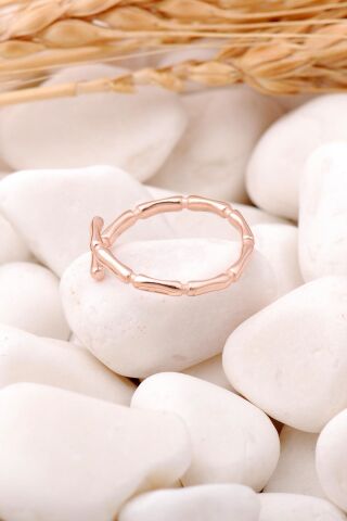 Bambu Rose Gümüş Tasarım Yüzük 3458