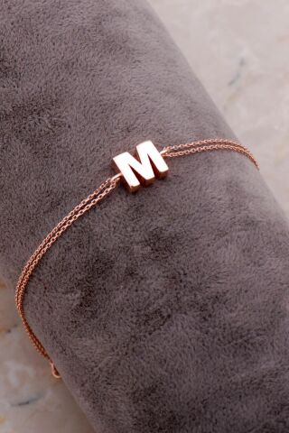 M Harfi Rose Gümüş Bileklik 4225