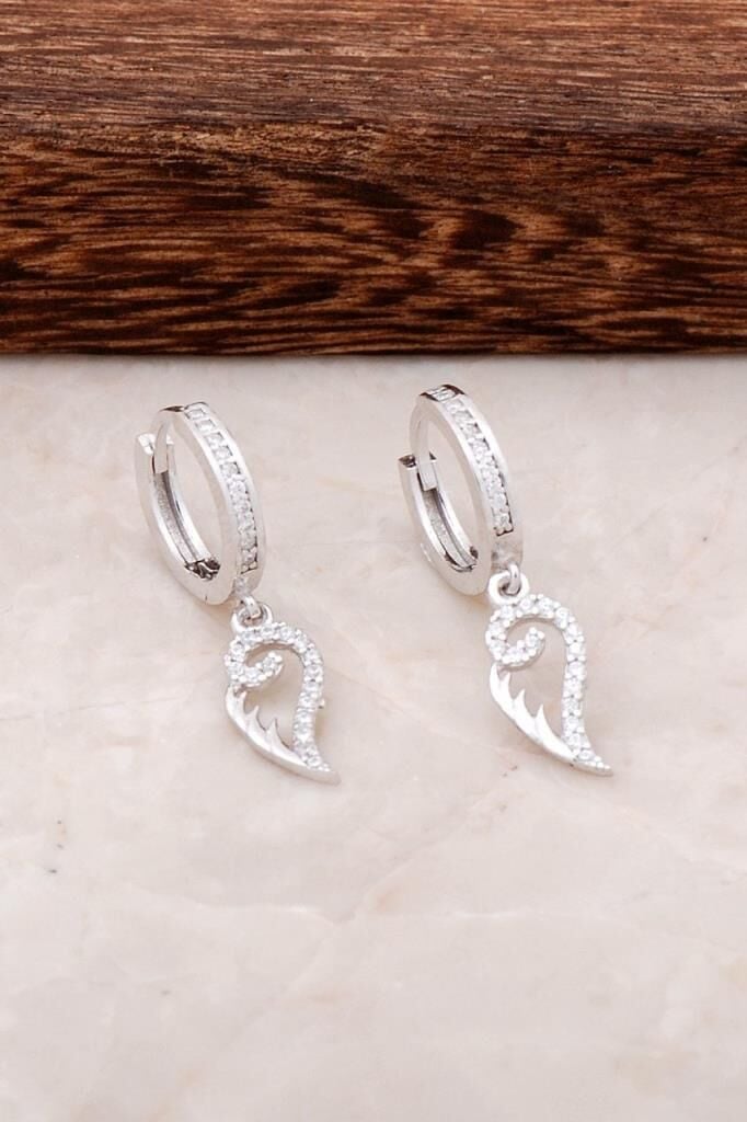 Melek Kanadı Gümüş Halka Küpe 4520