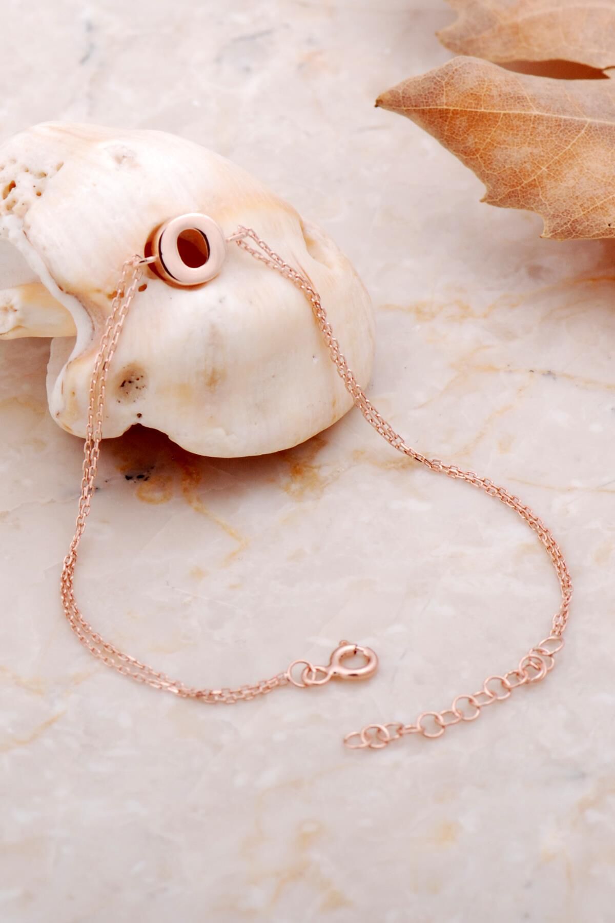 O Harfi Rose Gümüş Bileklik 4231