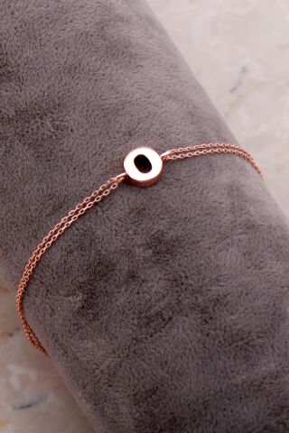 O Harfi Rose Gümüş Bileklik 4231