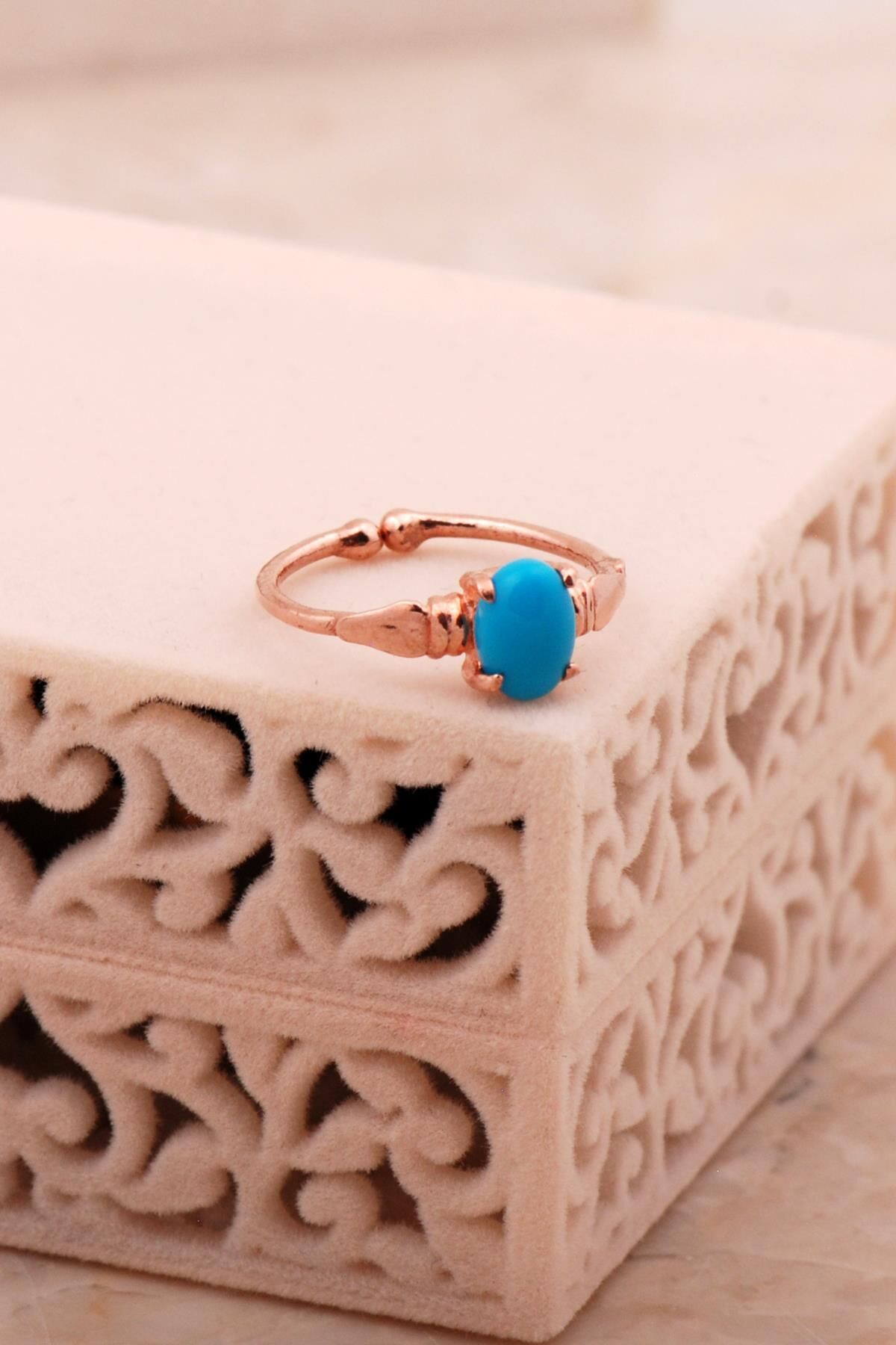 Firuze Rose Gümüş Tasarım Yüzük 5787