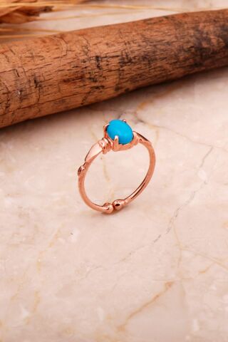 Firuze Rose Gümüş Tasarım Yüzük 5787