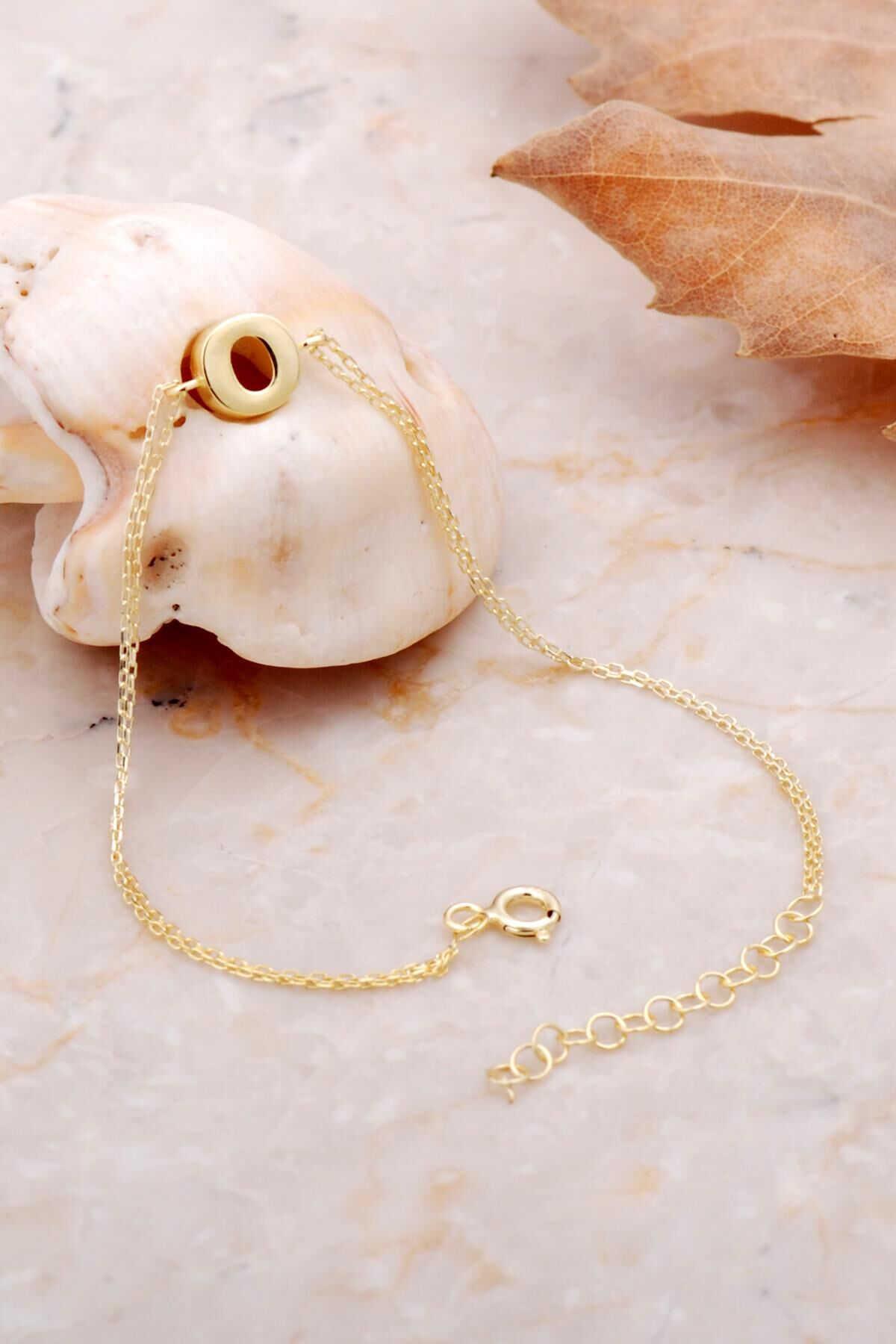 O Harfi Altın Kaplama Gümüş Bileklik 4232