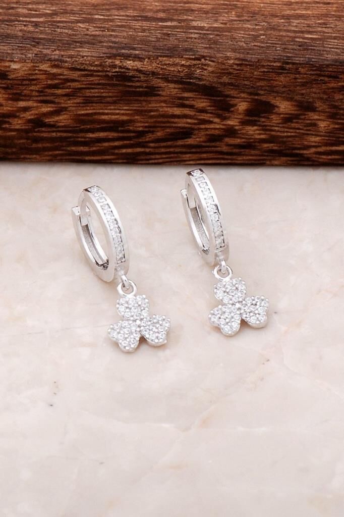 Yonca Gümüş Halka Küpe 4521