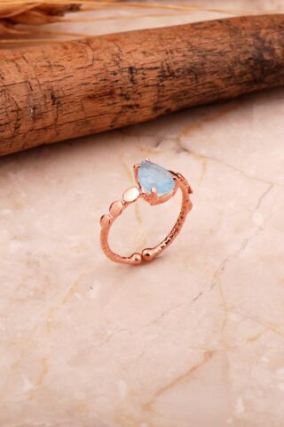 Paraiba Rose Gümüş Damla Yüzük 5788
