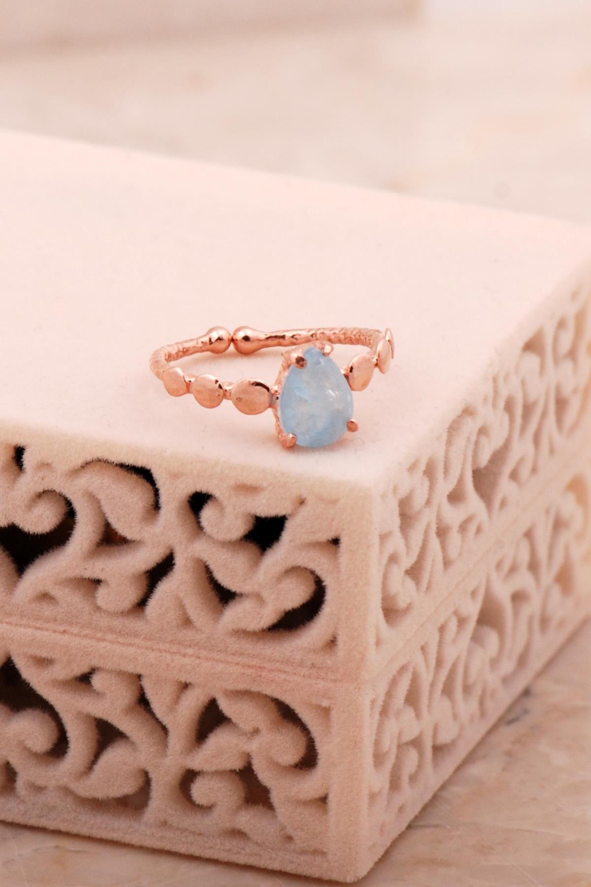 Paraiba Rose Gümüş Damla Yüzük 5788