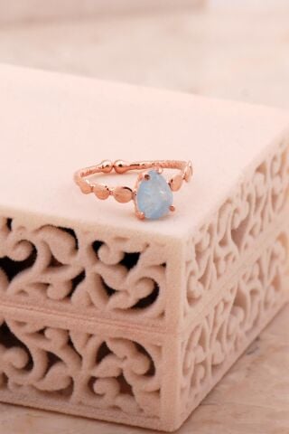 Paraiba Rose Gümüş Damla Yüzük 5788