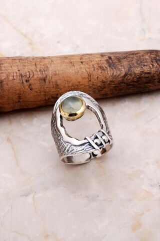 Rutil Kuvars Taşlı Elişi Gümüş Tasarım Yüzük 3039