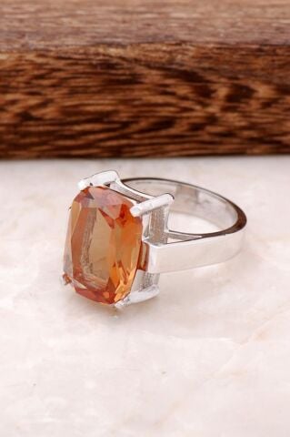 Sultan Taşlı Rodyumlu Gümüş Yüzük 1700