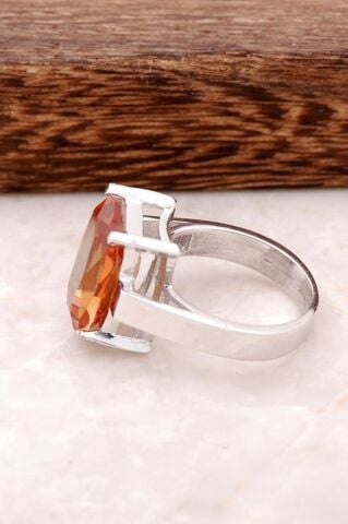 Sultan Taşlı Rodyumlu Gümüş Yüzük 1700