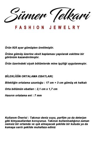 3 Farklı Doğal Taş Seçenekli Anadolu Motifli Midyat Hasırı 925 Ayar Gümüş Oval Bileklik 4888 Yeşil Akik Taşı (Yeşil)