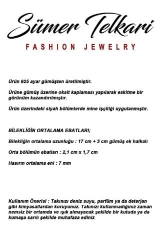 3 Farklı Doğal Taş Seçenekli Anadolu Motifli Midyat Hasırı 925 Ayar Gümüş Oval Bileklik 4888 Yeşil Akik Taşı (Yeşil)
