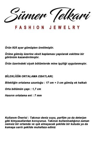 2 Farklı Doğal Taş Seçenekli Anadolu Motifli Midyat Hasırı 925 Ayar Gümüş Bileklik 4889