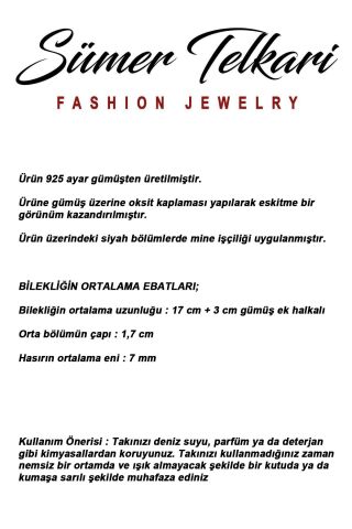 2 Farklı Doğal Taş Seçenekli Anadolu Motifli Midyat Hasırı 925 Ayar Gümüş Bileklik 4889 Kaplan Gözü Taşı (Sarı)