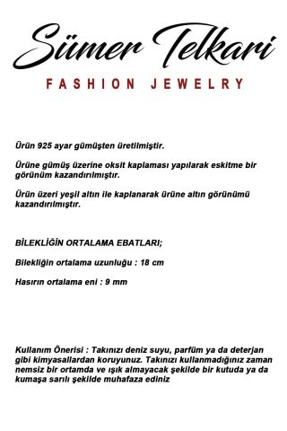 Midyat Hasır Örgü Anadolu Motifli Altın Yaldızlı 925 Ayar Gümüş Bileklik 4890