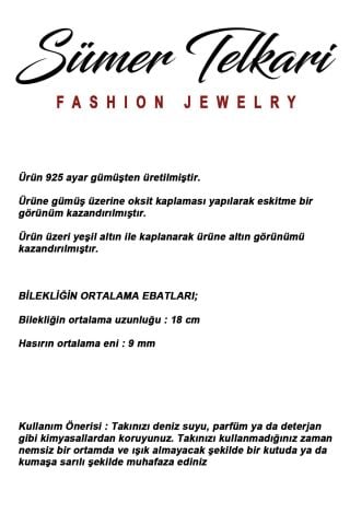Midyat Hasır Örgü Anadolu Motifli Altın Yaldızlı 925 Ayar Gümüş Bileklik 4890