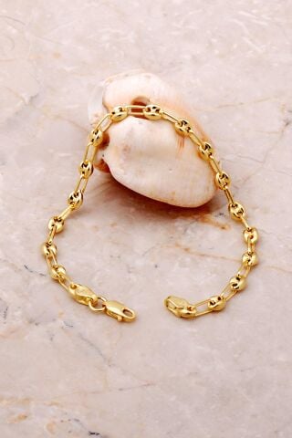 Doç Altın Yaldızlı Gümüş Bileklik 3703