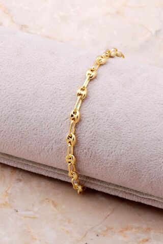 Doç Altın Yaldızlı Gümüş Bileklik 3703