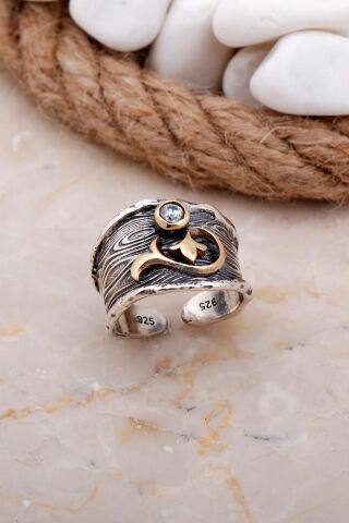 Kuvars Taşlı Dallı Çekiç Dövme Elişi Gümüş Yüzük 3625