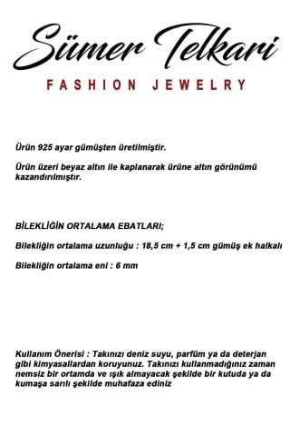 Sıra Taşlı Rodyumlu Işıltılı 925 Ayar Gümüş Bileklik 4891