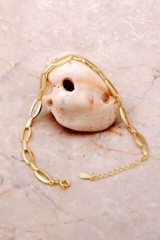 Kaburga Altın Yaldızlı Gümüş Bileklik 3704