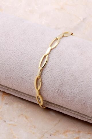 Kaburga Altın Yaldızlı Gümüş Bileklik 3704