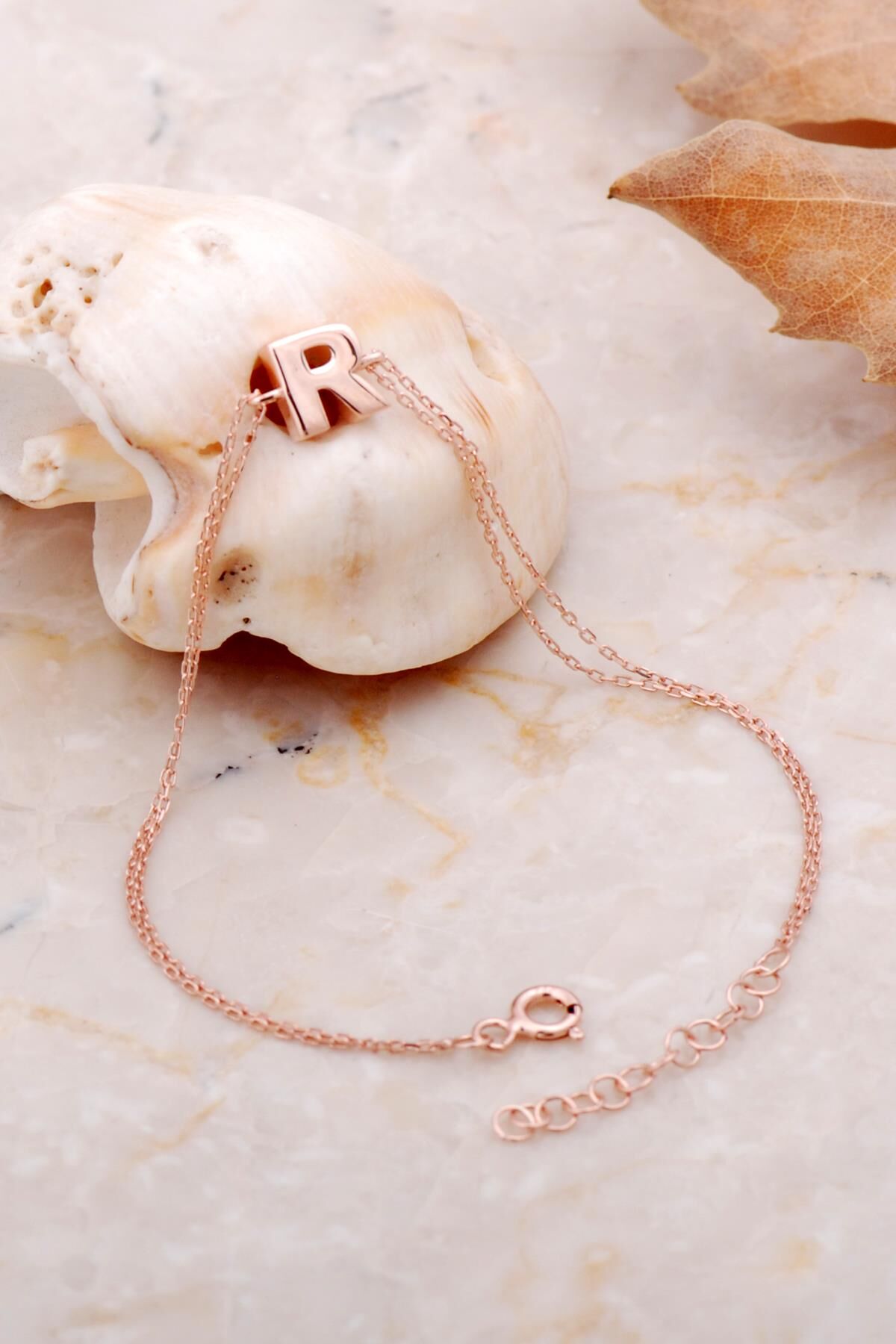 R Harfi Rose Gümüş Bileklik 4240