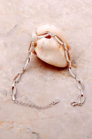 Kaburga Rodyumlu Gümüş Bileklik 3705