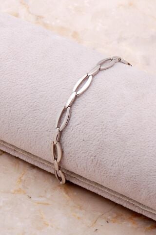 Kaburga Rodyumlu Gümüş Bileklik 3705