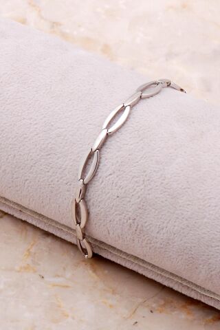 Kaburga Rodyumlu Gümüş Bileklik 3705