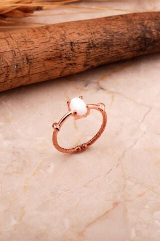 Opal Taşlı Rose Gümüş Yüzük 5794