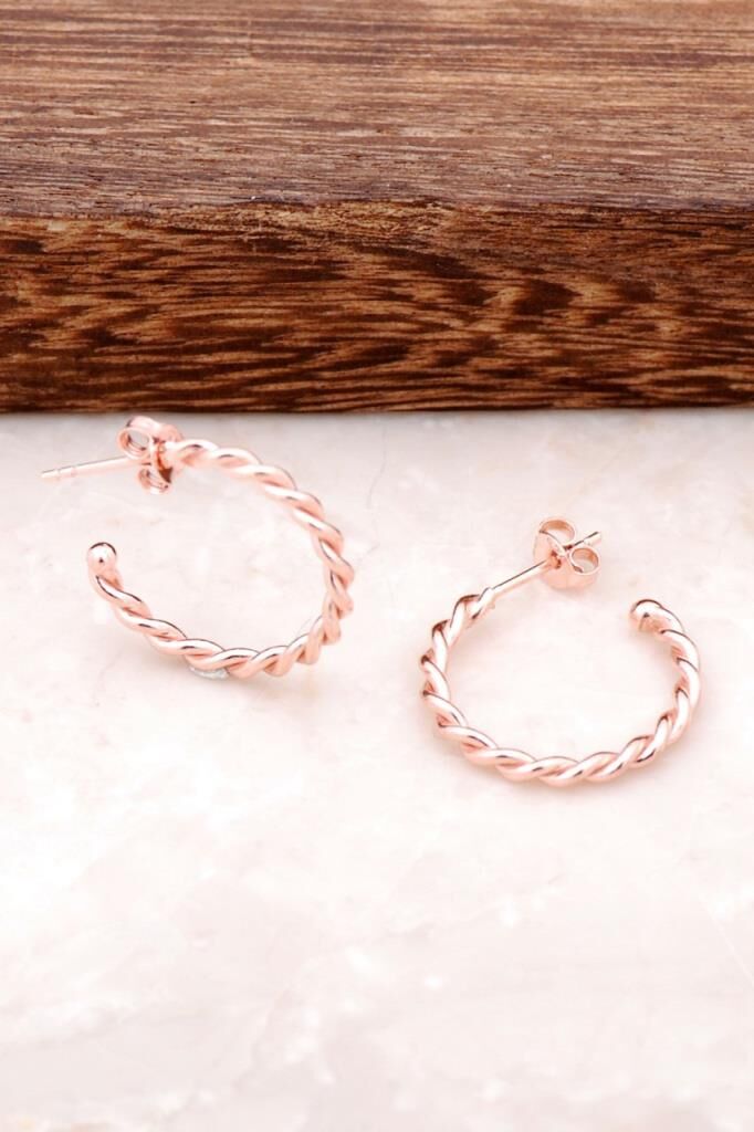 El Sarması Orta Boy Rose Gümüş Halka Küpe 2176