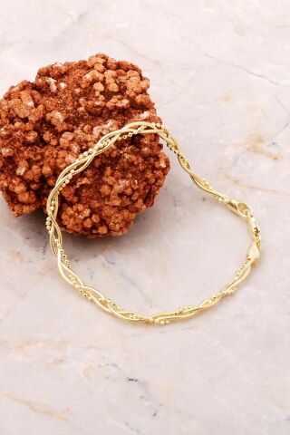 İtalyan Örgü 18 Cm Altın Yaldızlı Gümüş Bileklik 3707