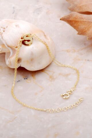 Ş Harfi Altın Kaplama Gümüş Bileklik 4244