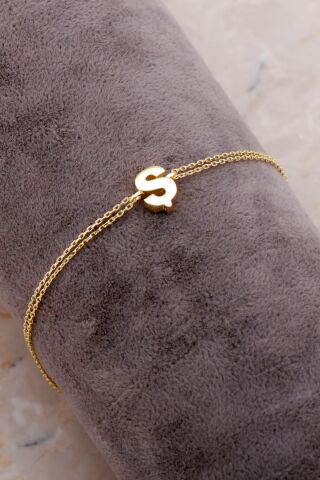 Ş Harfi Altın Kaplama Gümüş Bileklik 4244