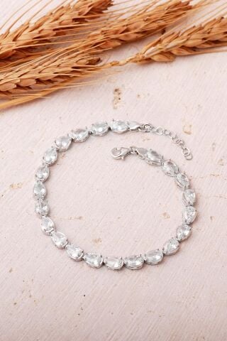 2 Farklı Renk Seçenekli Damla Rodyumlu 925 Ayar Gümüş Bileklik 4897