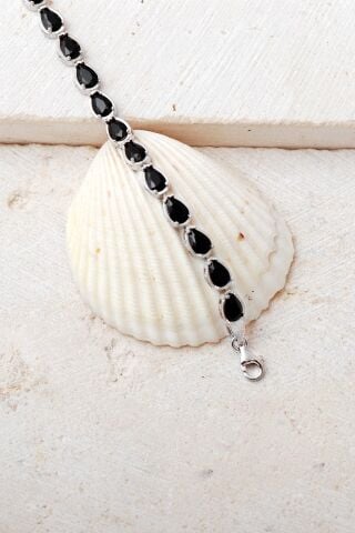 2 Farklı Renk Seçenekli Damla Rodyumlu 925 Ayar Gümüş Bileklik 4897