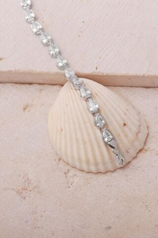 2 Farklı Renk Seçenekli Damla Rodyumlu 925 Ayar Gümüş Bileklik 4897