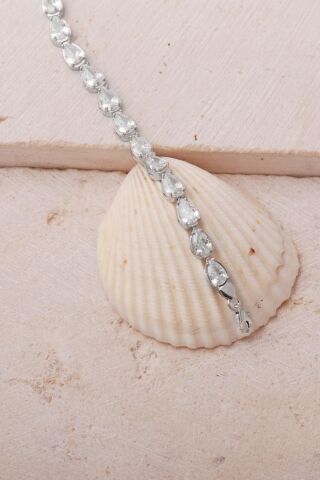 2 Farklı Renk Seçenekli Damla Rodyumlu 925 Ayar Gümüş Bileklik 4897