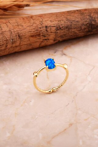 Opal Taşlı Altın Yaldızlı Gümüş Yüzük 5798