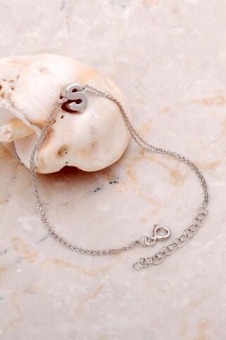 Ş Harfi Rodyumlu Gümüş Bileklik 4245