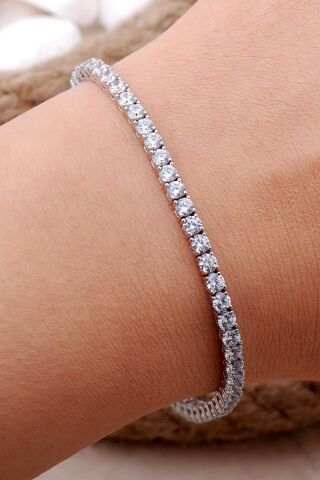 Su Yolu Pırlanta Montürlü Gümüş Bileklik 3709