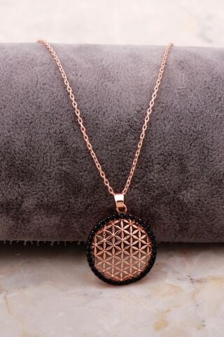 Yaşam Çiçeği Rose Gümüş Tamtur Taşlı Kolye 6903