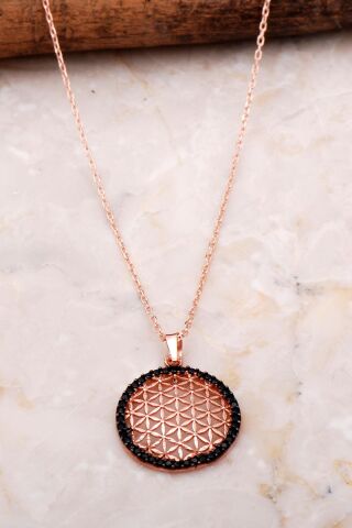 Yaşam Çiçeği Rose Gümüş Tamtur Taşlı Kolye 6903