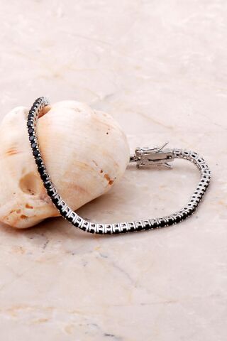 Su Yolu 2 Mm Pırlanta Montürlü Gümüş Bileklik 3711