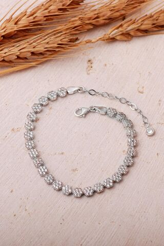 2 Farklı Renk Seçenekli Çiçek Rodyumlu 925 Ayar Gümüş Bileklik 4898