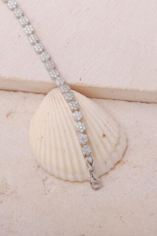 2 Farklı Renk Seçenekli Çiçek Rodyumlu 925 Ayar Gümüş Bileklik 4898