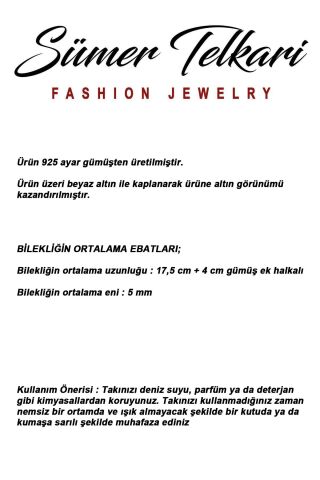 2 Farklı Renk Seçenekli Çiçek Rodyumlu 925 Ayar Gümüş Bileklik 4898