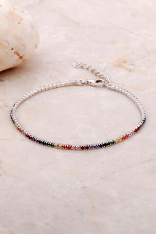 Su Yolu Mix Taşlı Gümüş Bileklik 3712